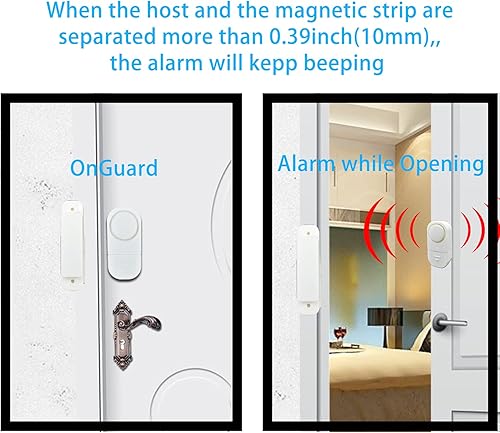 Miniatura 5 de Paquete de 6 alarmas de seguridad inalámbricas para ventanapuerta, sensor magnético, alarma de alerta antirrobo para piscina, súper fuertes para el