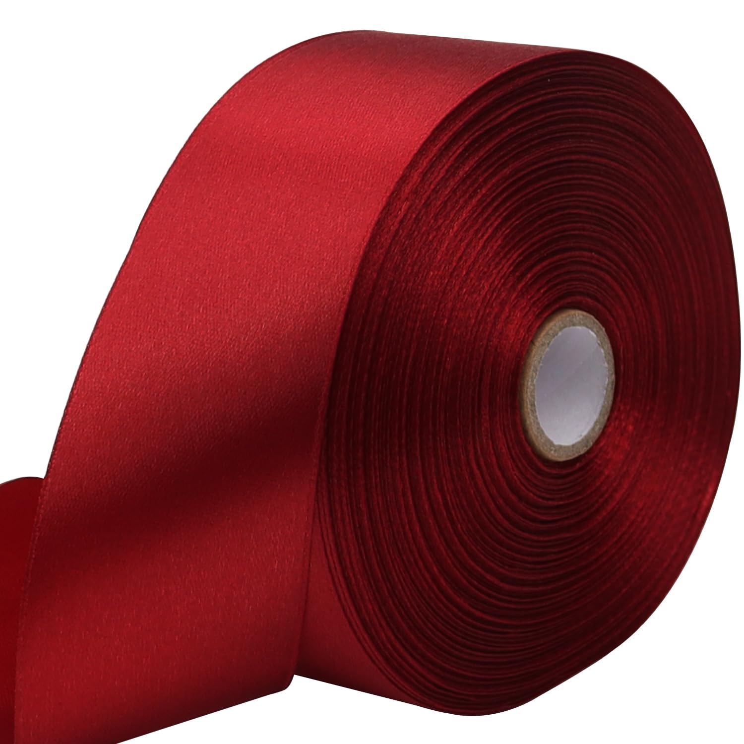 RIUNBB Deep red Solid Satin Ribbon 1-1/2 Inch 50 Yards Solid Polyester Fabric Ribbon for Gift Wrapping Wedding Christmas Baby Shower Birthday Party