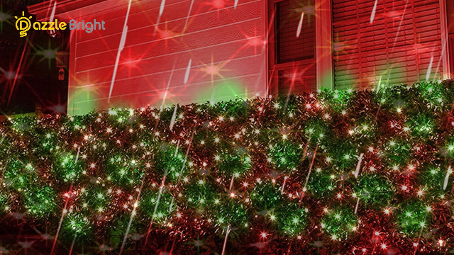 Image of Dazzle Bright Christmas Net Lights, 360 LED 12FT x 5 FT Transparent Wire Waterproof Connectable String Lights with 8 Modes for Bushes Garden Party Holiday Decoration (Red and Green)