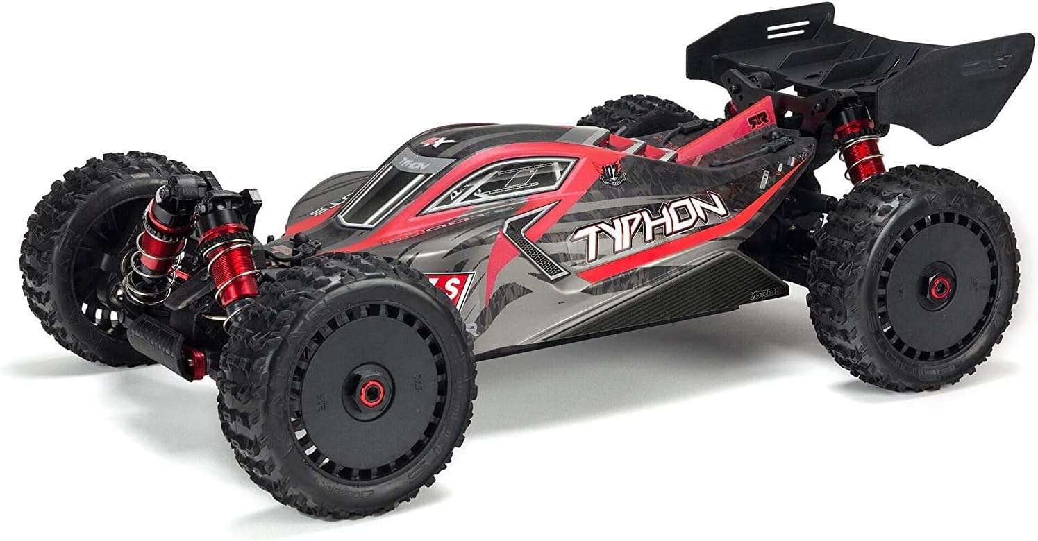 ARRMA RC Car 1/8 Typhon 6S V5 4WD BLX Buggy with Spektrum Firma RTR (Ready-to-Run), Black and Red, ARA8606V5 : Toys & Games