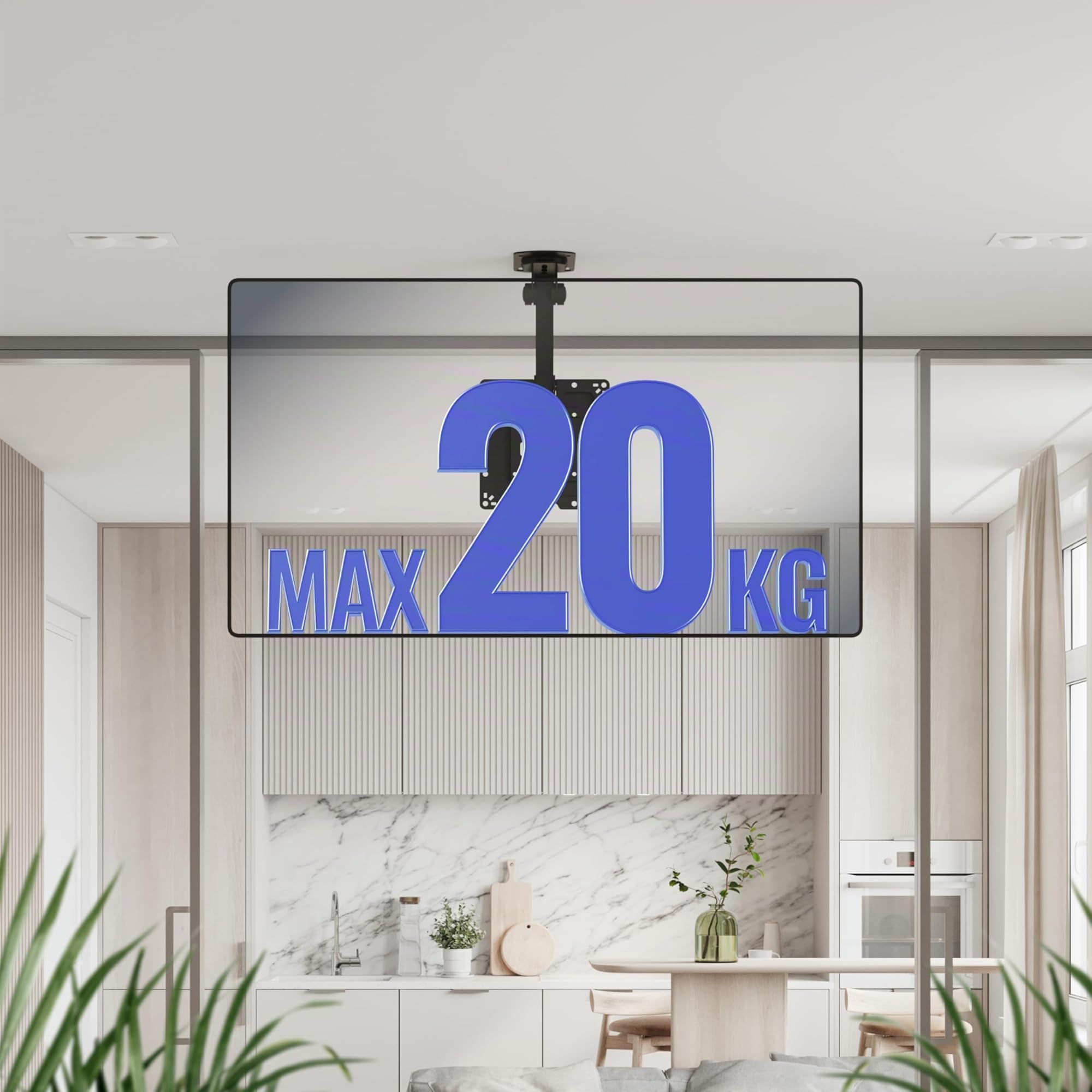 RICOO D0422 Supporto TV da soffitto Staffa TV 32-43 pollici per 32 43 pollici pieghevole fino a 20 kg max VESA 200x200