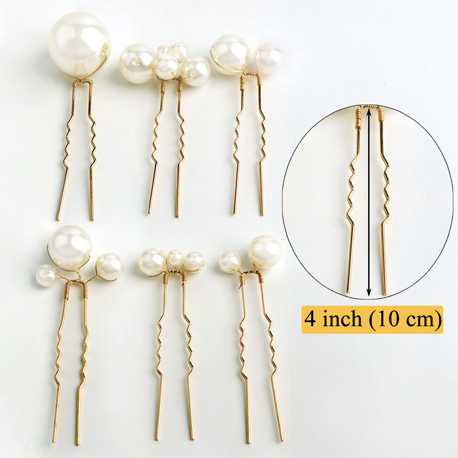 Forcine per capelli da sposa con perle (12 pezzi) - accessori per capelli a forma di U per donne da sposa (oro)