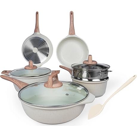 Ucclife Pots and Pans Set Nonstick, Granite Frying Pans for Induction Suitable,...
