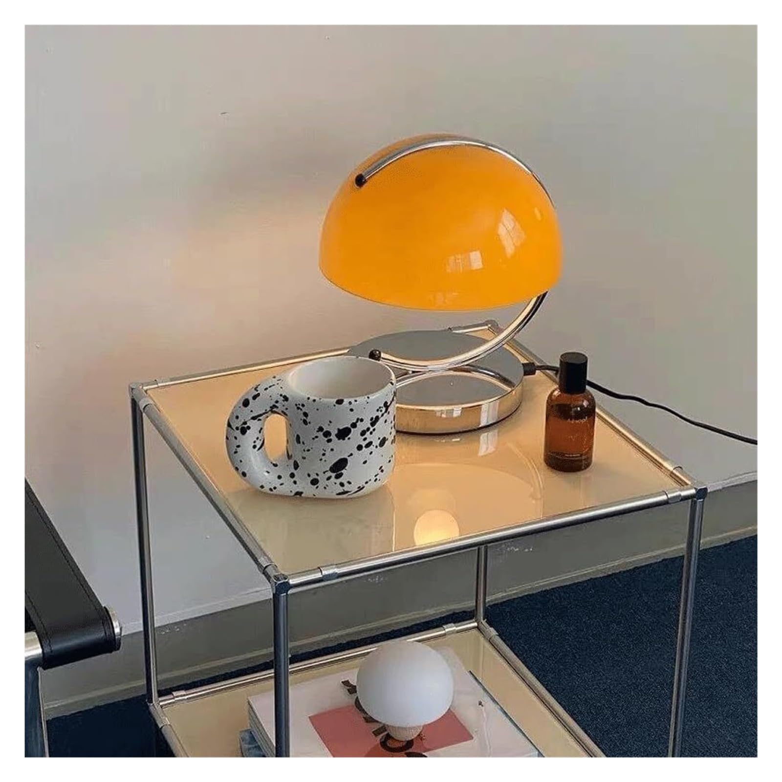 lampara mesa Lámpara de mesita de noche retro con forma de hongo, lámpara de escritorio clásica moderna de cristal de mediados de siglo, for sala de estar