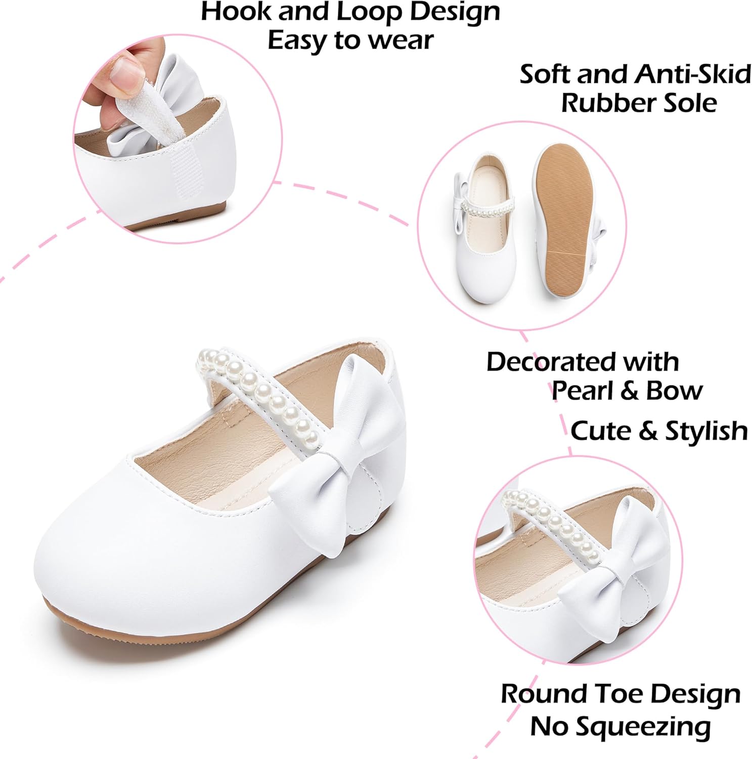 Toddler Flower Girl Glitter Dress Shoes Little Girl Ballet Flats Bow Wedding Party - Image 5