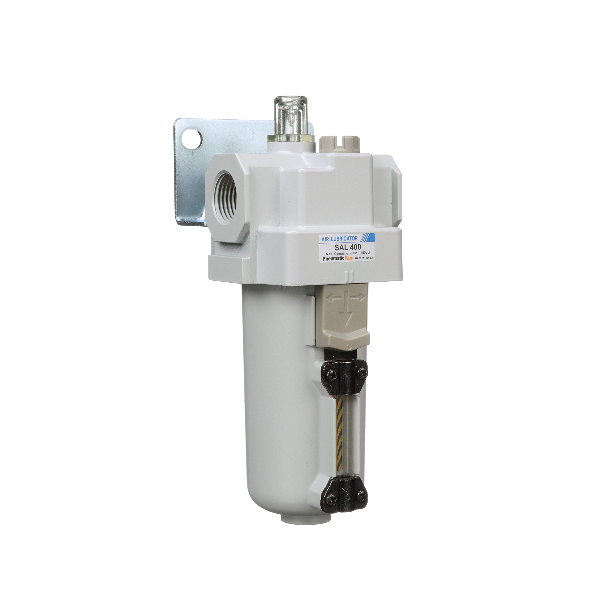 PneumaticPlus SAL400-N04B-MEP Compressed Air Pneumatic Lubricator 1/2" NPT, Metal Bowl, Bracket