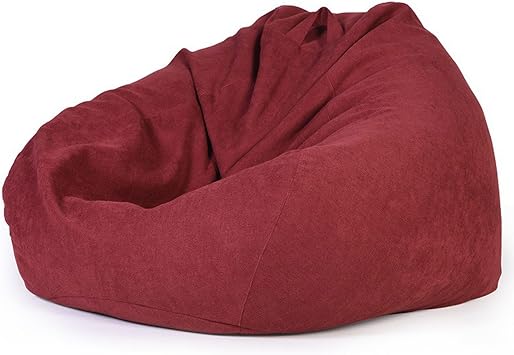 Bean Bag Chair Cover No Filler Super Soft Cotton Fabric Bean Bag Cover Home Leisure Single Sofa Sack Bean Bag for Adults, Teens, Red-Small
