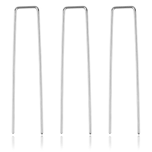 Miniatura 7 de Grapas de paisaje  Alfileres de césped galvanizados en forma de U de calibre 11 para barrera de malezas y estacas de tela de paisajismo  Extra