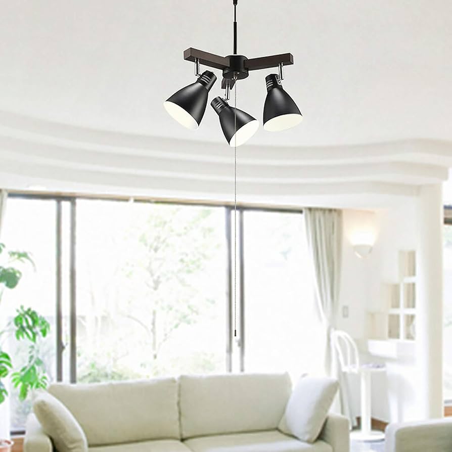 Amazon | オーム電機 3灯ペンダントライト LED電球付 ブラック