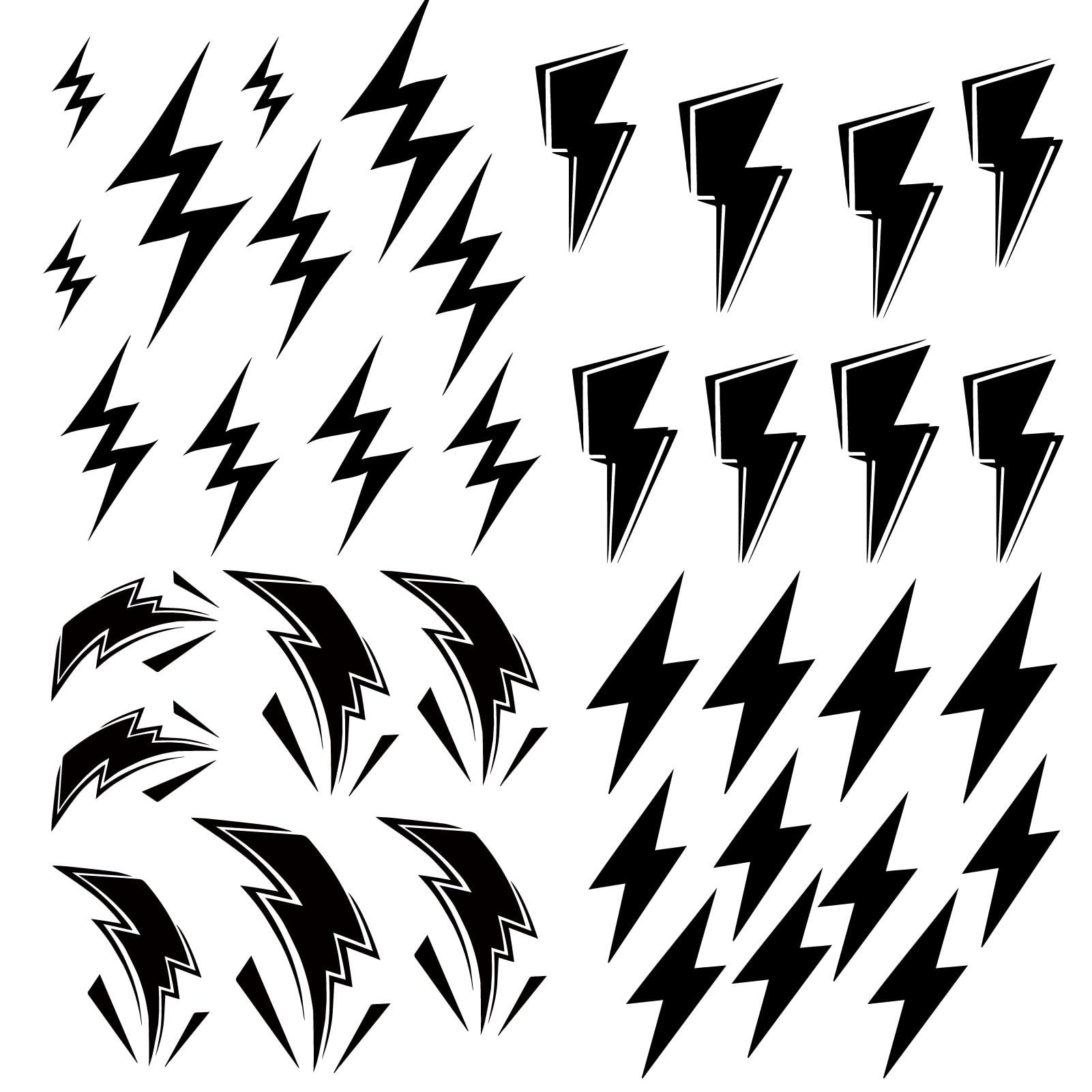 CREATCABIN 4Pcs Lightning Bolt Wall Stickers Lightning Bolt Decals Vinyl Black Wall Decoration Mural Decals Wallpaper Waterproof Home Decor Art for DIY Classroom Living Room Bedroom 11.4x8Inch