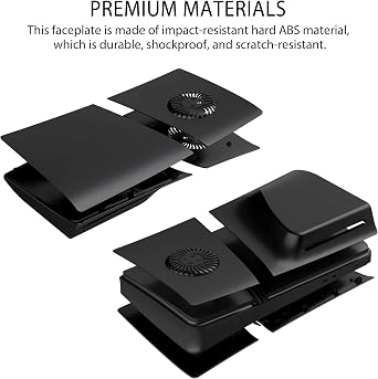 DOBEWINGDELOU Faceplate for P5 Pro Disc Edition with Cooling Vent and Dust Filter, Face Plate Console Accessories Cover ABS Dustproof Replacement Side Shell Case Black