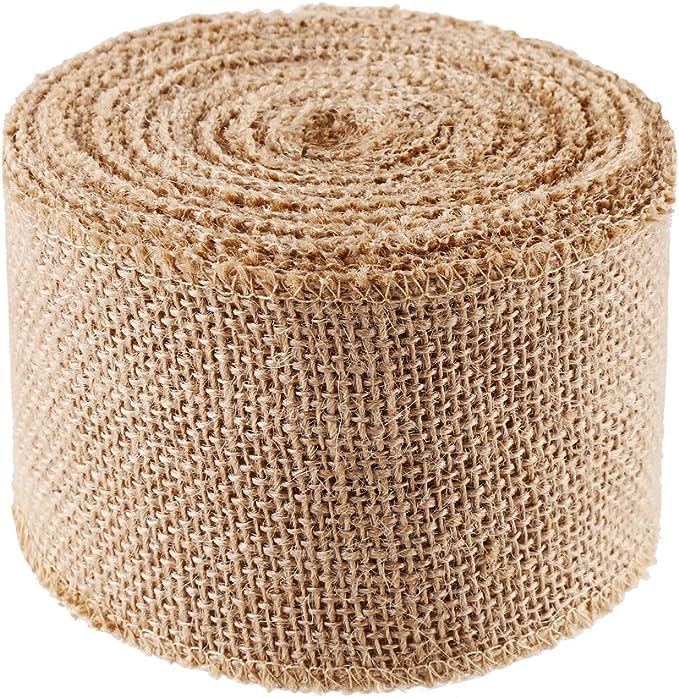 Urooz 2 Inch Jute Burlap Ribbon Roll Natural Natural Fabric Roll Craft Decoration Lace for DIY Project, Gift Wrapping, (Size- 2 inches x 5 Meter)