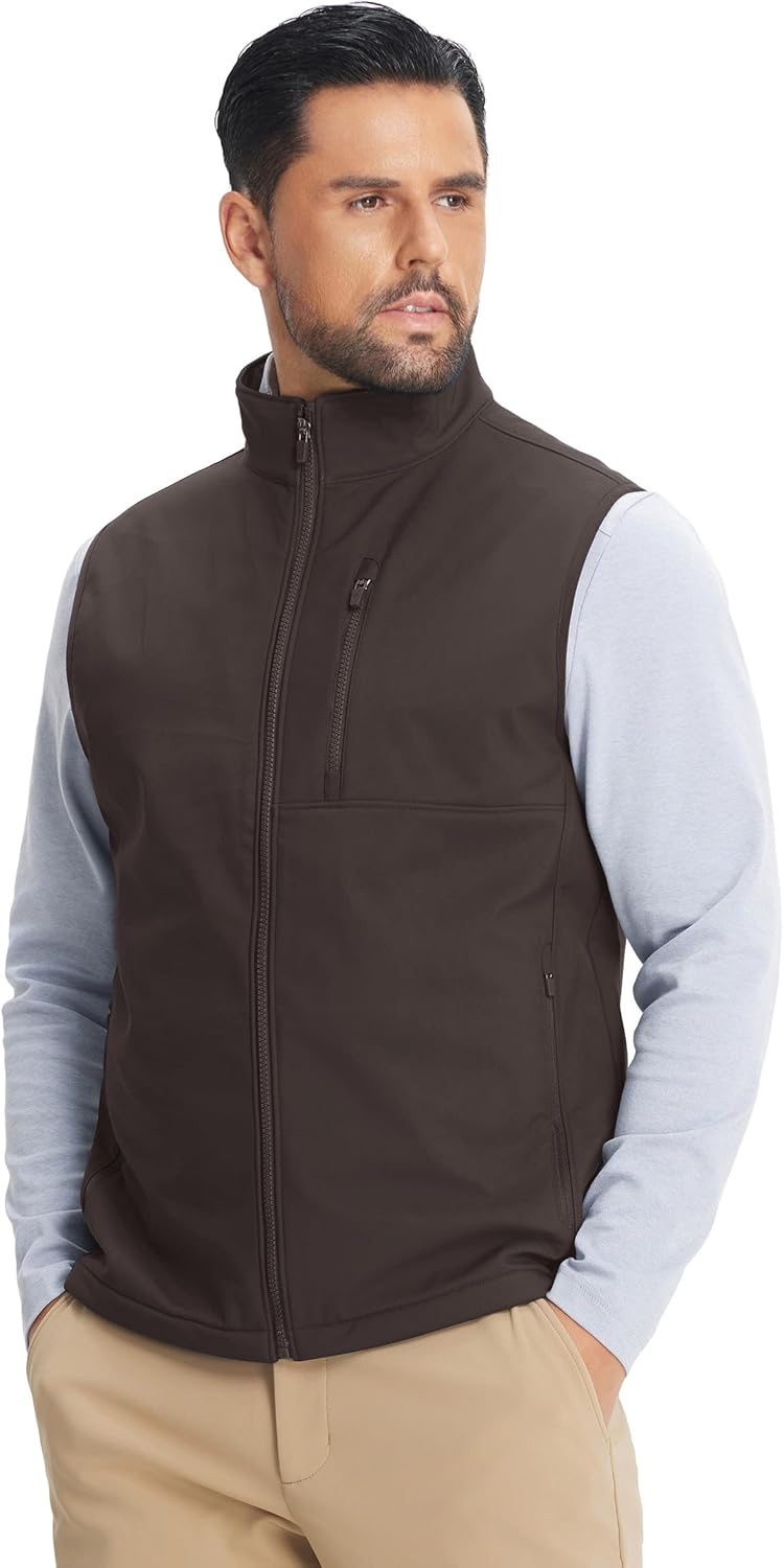 M MAELREG Mens Vests Outerwear Windproof Lightweight Softshell Vests Zip Pockets Sports Sleeveless Jacket Golf Vests for Men
