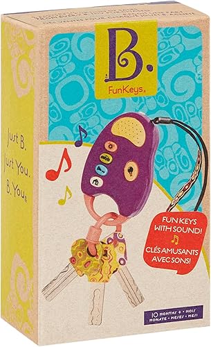 Miniatura 15 de B. toys Llaves de coche de juguete con luces y sonidos - FunKeys - Juguete interactivo para bebés para niños pequeños - Llaves de juego de Rojo