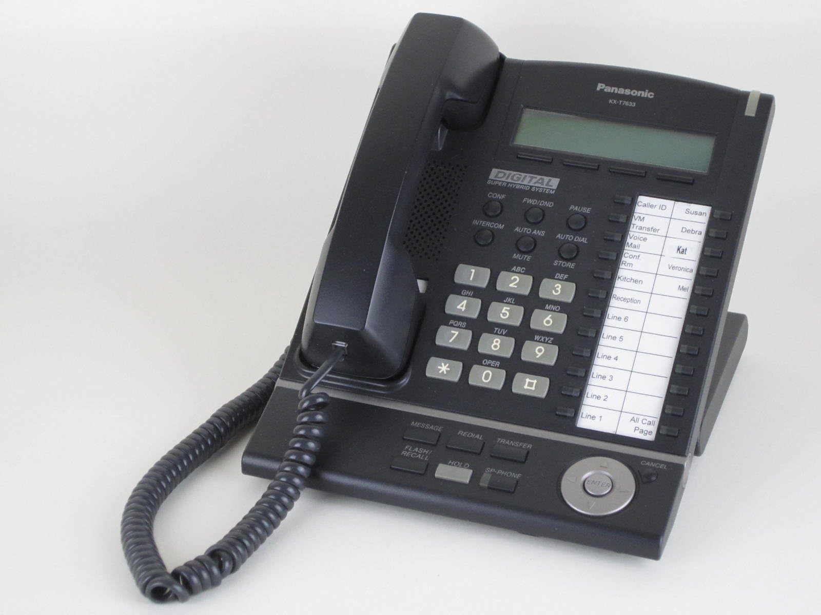 Panasonic KX-T7633-B Digital Telephone Black 3-Line LCD Proprietary Phone (Certified Refurbished)
