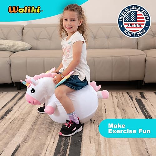 Miniatura 4 de WALIKI Bola de tolva de unicornio | Versión de lujo de la clásica bola de salto | Bola de salto inflable con asas para niños de 3, 4 y 5 años |