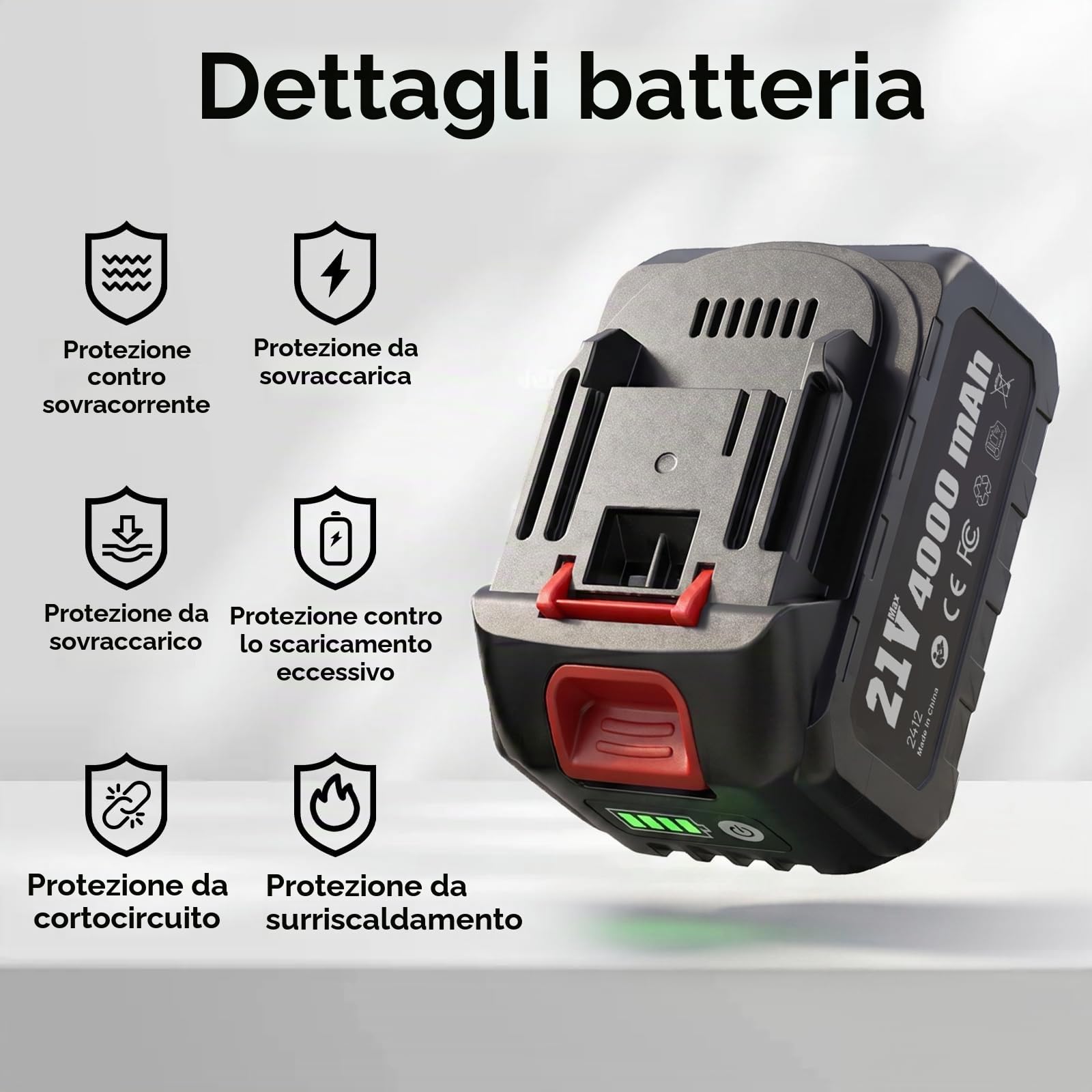 Supstable Batteria ricaricabile originale 21V 4000mAh | 1 batteria da 4000 mAh, compatibile con tutte le motoseghe Supstable