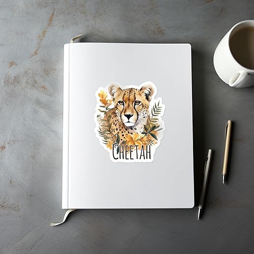 Miniatura 5 de Calcomanía de animal de guepardo de acuarela, calcomanía de vinilo impermeable para parachoques de automóvil, laptop, botella de agua, pared y