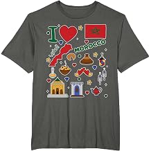 I love Morocco. Hand drawn Moroccan Landmarks, flag and map T-Shirt