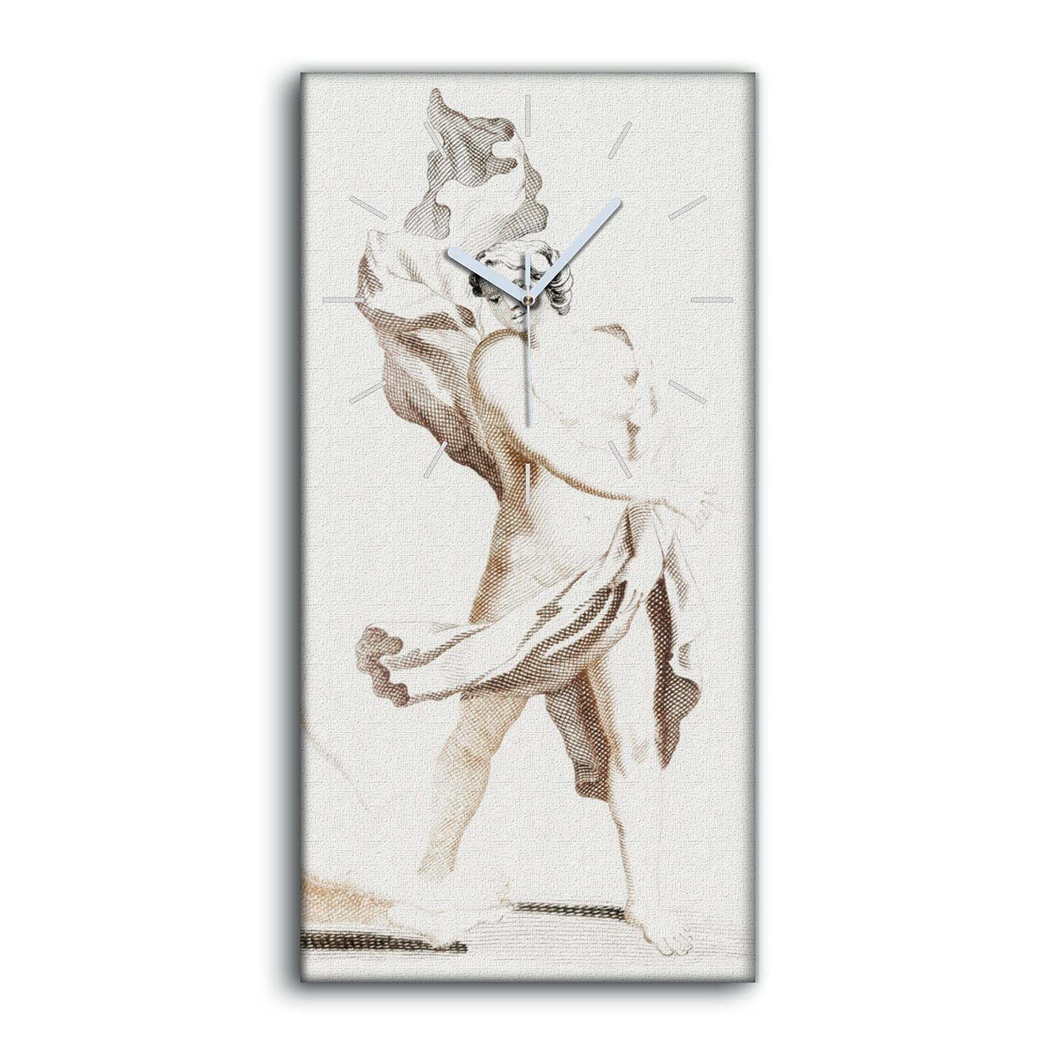 Horloge sur Toile Fine et Silencieuse Mains Blanches Coloray 30x60cm
