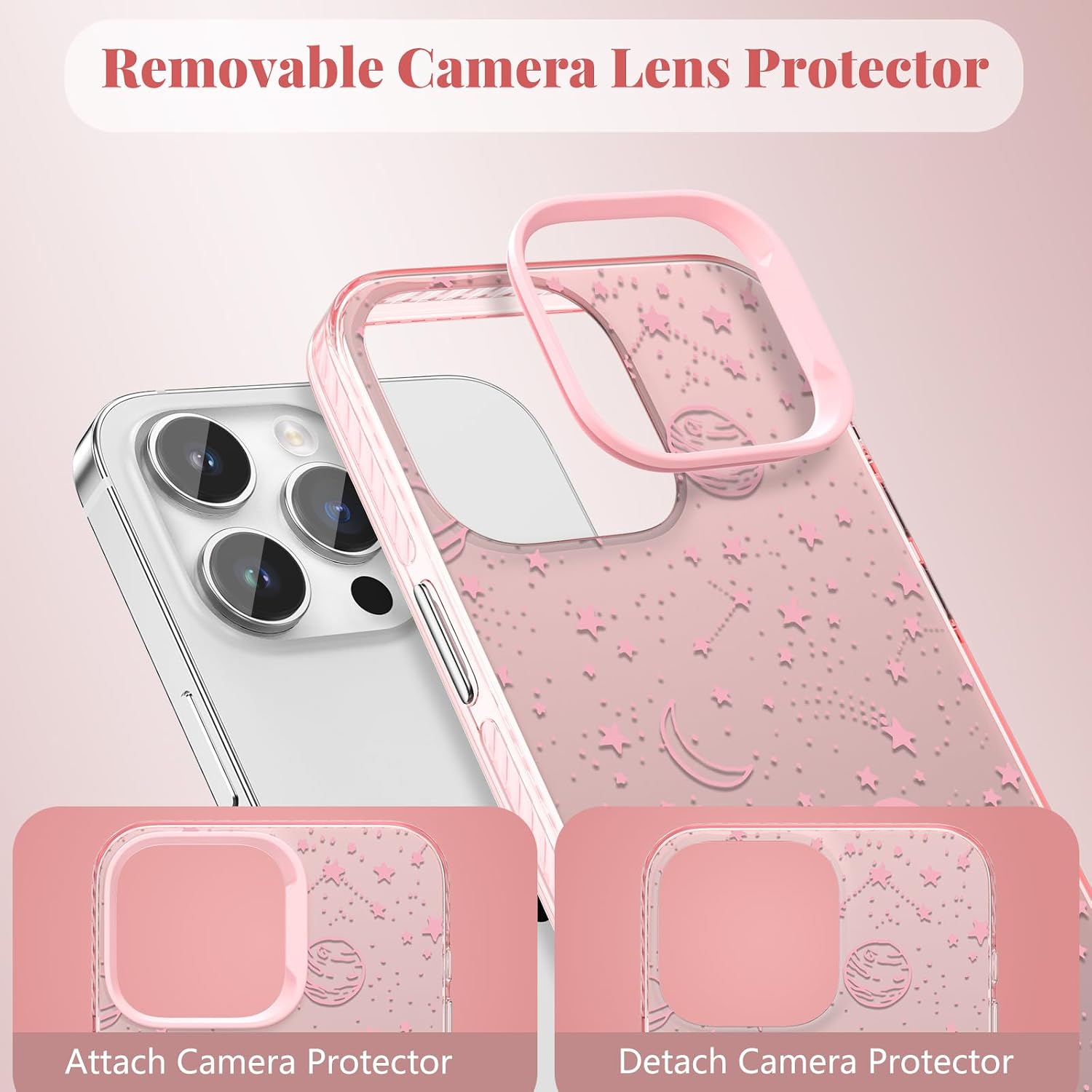 ZTOFERA Cute Pink Case for iPhone 14 Pro Max,Planet Star image 4