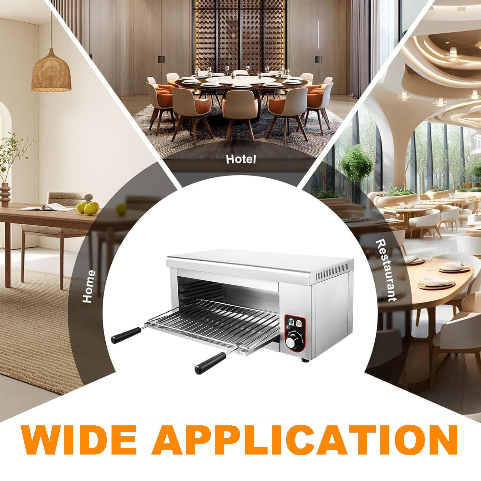 Catering Horno Tostador Hornillo Eléctrico Salamandra Cocina (2000 W, 220 V, 50-300°C, Acero Inoxidable)