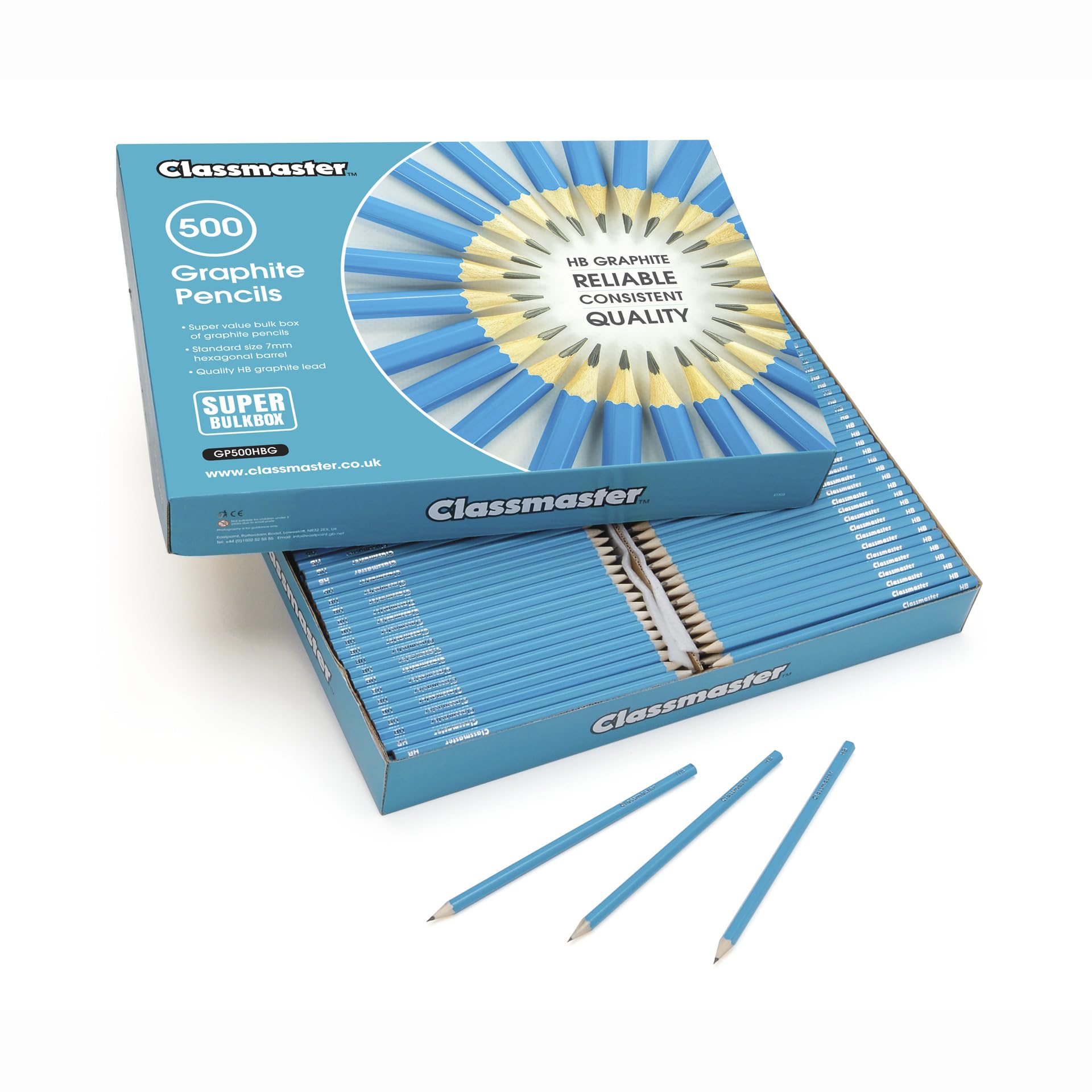 Classmaster GP500HBG HB Graphite Pencils Value Box — Ideal for Art, Drawing, and Shading (Pack of 500)