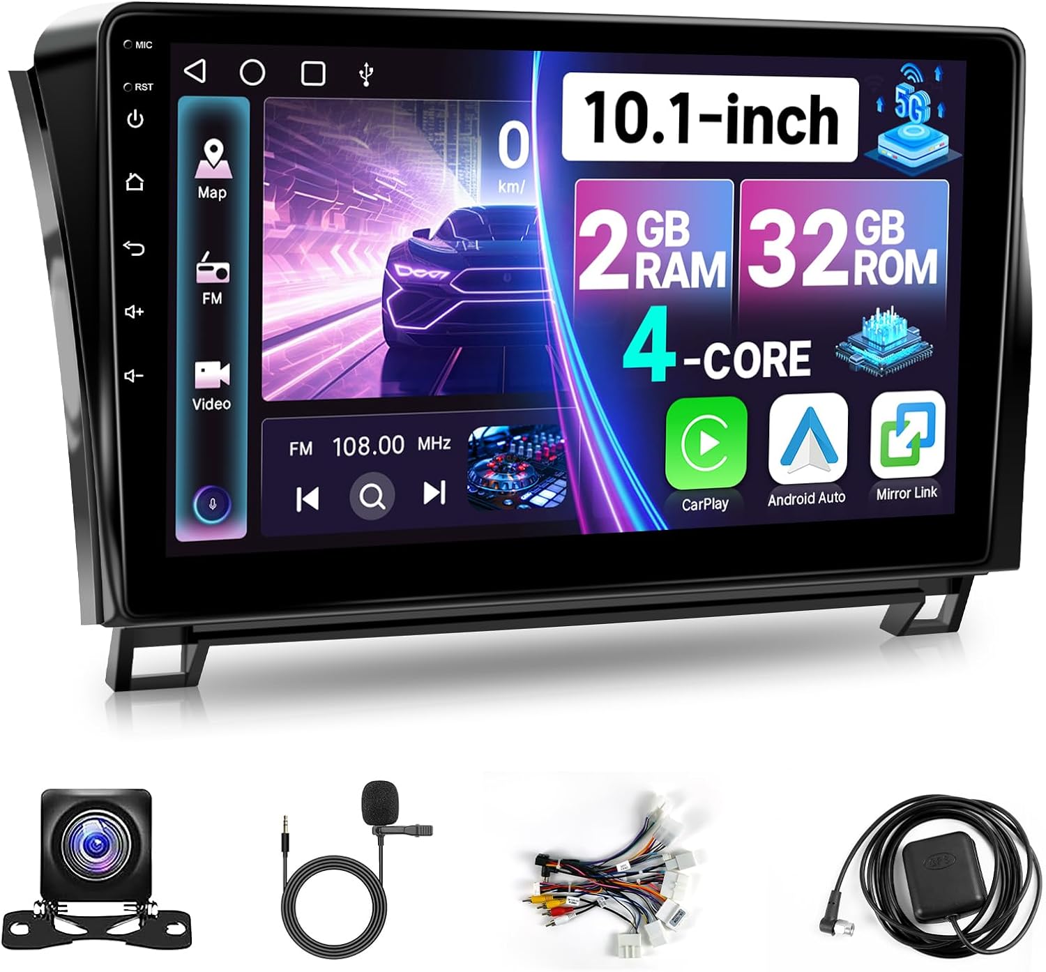 2+32GB Android 11 Car Stereo for Toyota Tundra 2007-2013 with Carplay Android Auto, KuTaiTai 10.1 Inch Touch Screen Radio for Toyota Sequoia 2008-2018 - Support J.B.L System