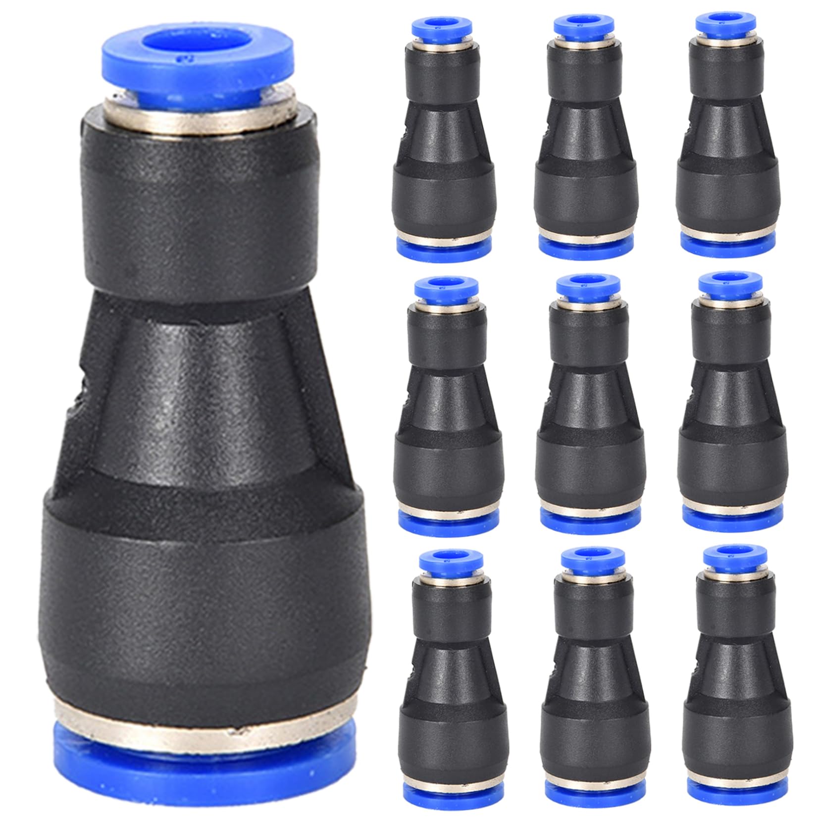 10Pcs Push to Connect Fittings 10mm to 6mm Tube, Reducer Quick Connect Hose Fittings for Polyurethane Tubing