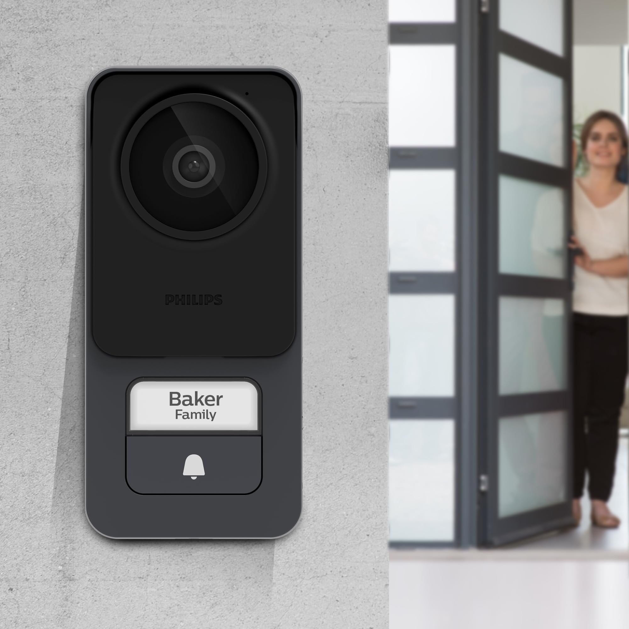Philips Videoportero 2 Hilos, Pantalla Táctil, Interfono, Cámara y RFID | Hasta 120 m, cámara 2 MP de 110°, visión nocturna, 2 tarjetas incluidas, Door Check y control de portillo y portón; IP55.