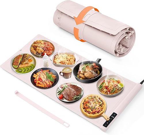 Miniatura 14 de Tapete de calentamiento para alimentos extra grande: bandejas eléctricas de calentamiento de 24 x 16 pulgadas para fiestas de bufets, calentadores
