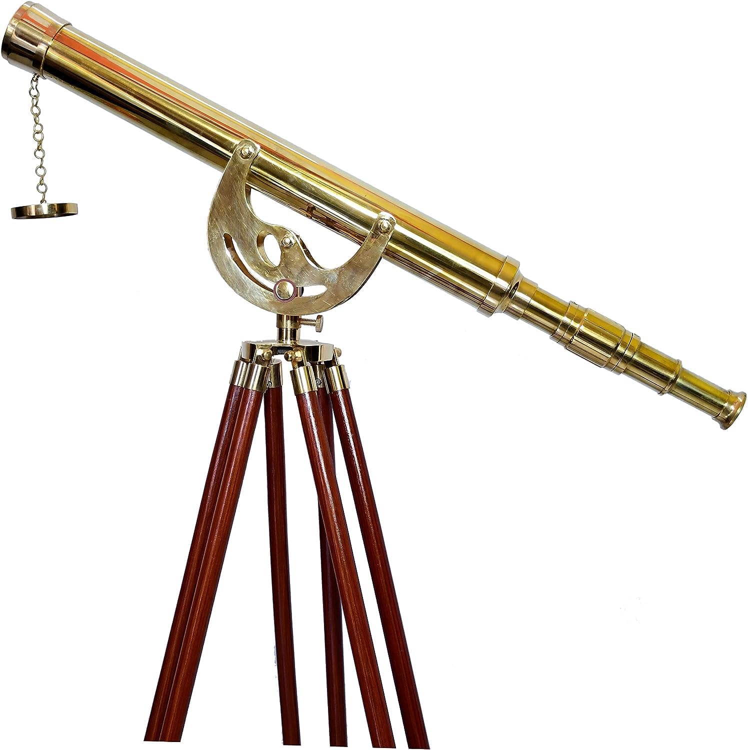 Vintage Handmade Shiny Brass Telescope Spyglass nuatical Maritime Solid Style with Wooden Adjustable Tripod Stand Home Decor Items