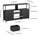 TV Stand with Storage, Television Stand Entertainment Center with 4 Fabric Drawers, TV Storage Cabinet Media Console Table for Living Room, Bedroom (Black)