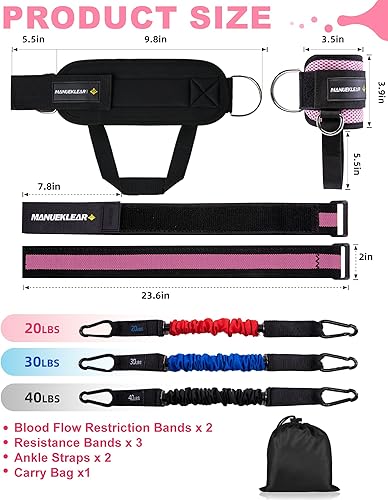 Miniatura 5 de MANUEKLEAR - Juego de bandas de glúteos para entrenamiento, pesas ajustables para tobillo para mujeres con bandas de resistencia, equipo de