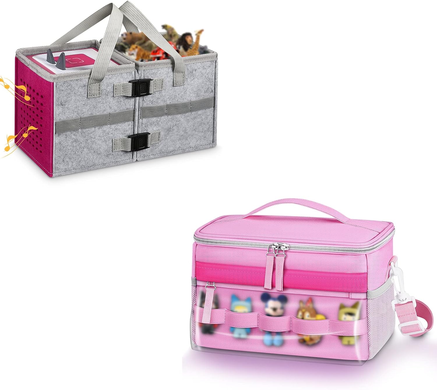 KENOBEE Carrying Case for Toniebox Starter Set, Large Capacity Audio Player Carry Case, with Transparent Bag for Tonies Figures, Mesh Pocket for Player Cards and Creative Tonies Characters