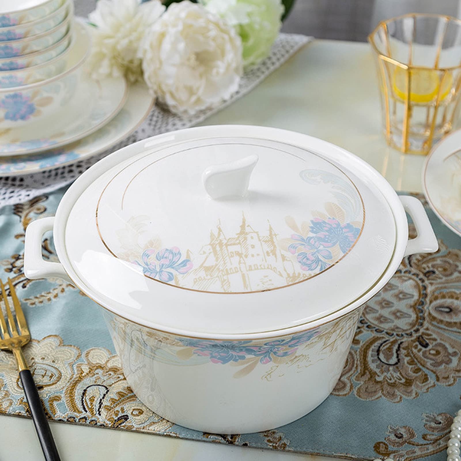 Mlecznobiała porcelana zestaw zastawy domowej prostota zastawa stołowa zestaw misek talerze deserowe talerze do zupy talerze obiadowe zestaw 58 sztuk