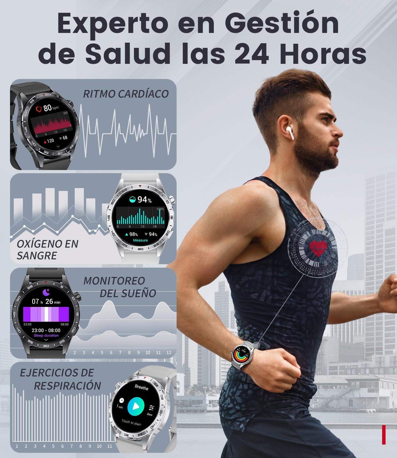 LIGE Smartwatch Uomo con 3 Cinturini, Batteria 400mAh 1.43" HD AMOLED Orologio Smartwatch con Chiamate Bluetooth, 113 Modalità Sport, 24H Cardiofrequenzimetro Sonno, IP68 Smart Watch per Android iOS