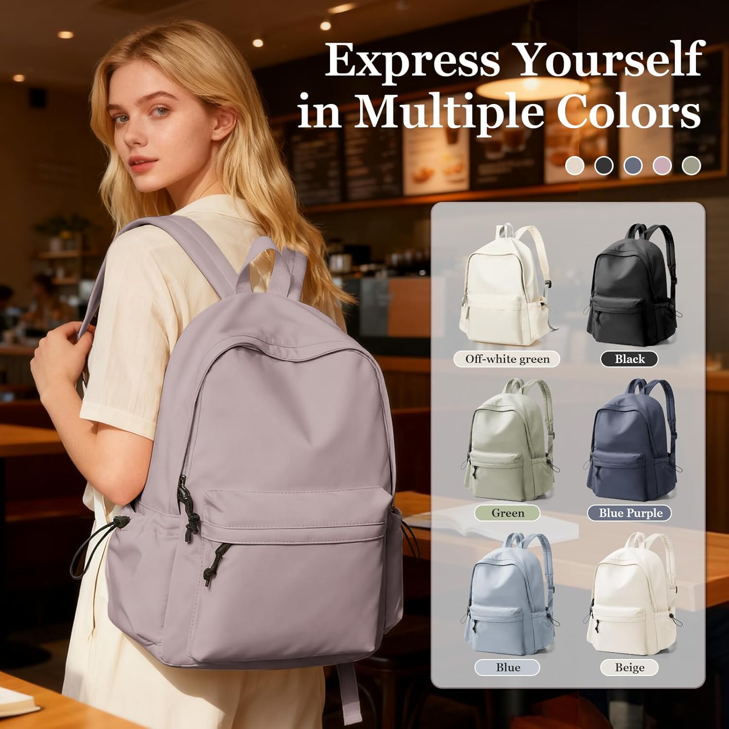 High School Bags Casual Daypack For Men Women Lightweight College Bookbag Waterproof Purple School Backpacks For Girls Boys Travel Laptop bag - Image 8