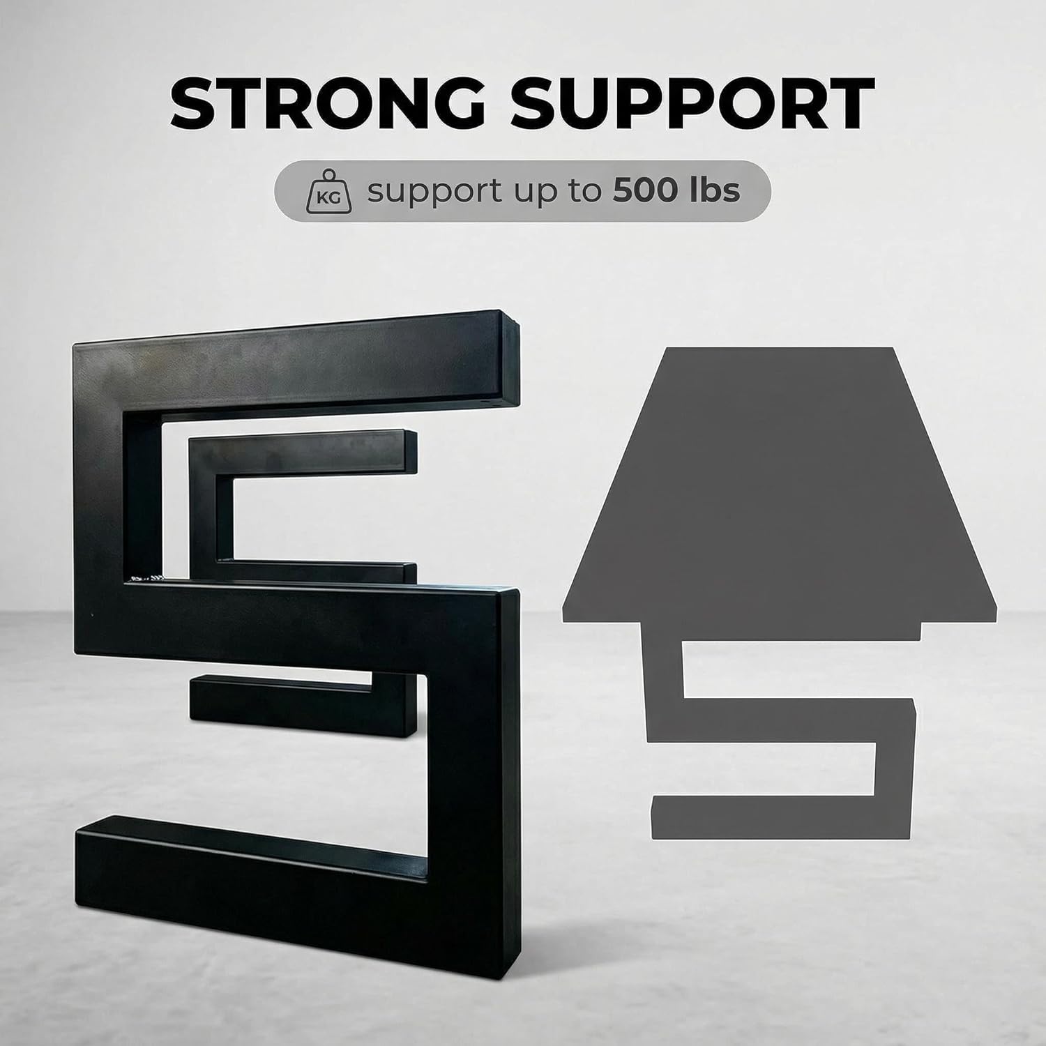 Orgerphy 18" S-Shaped Iron Table Legs Set of 2, Reversible Installation, Matte Black Industrial Furniture Legs for Coffee Table, Bench Legs, Desk Legs (18 Inch)