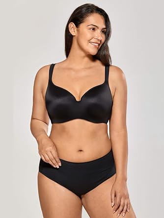 DELIMIRA Women's Balconette Bra Full Coverage Plus Size Tshirt Underwire Back Smoothing Seamless Bras