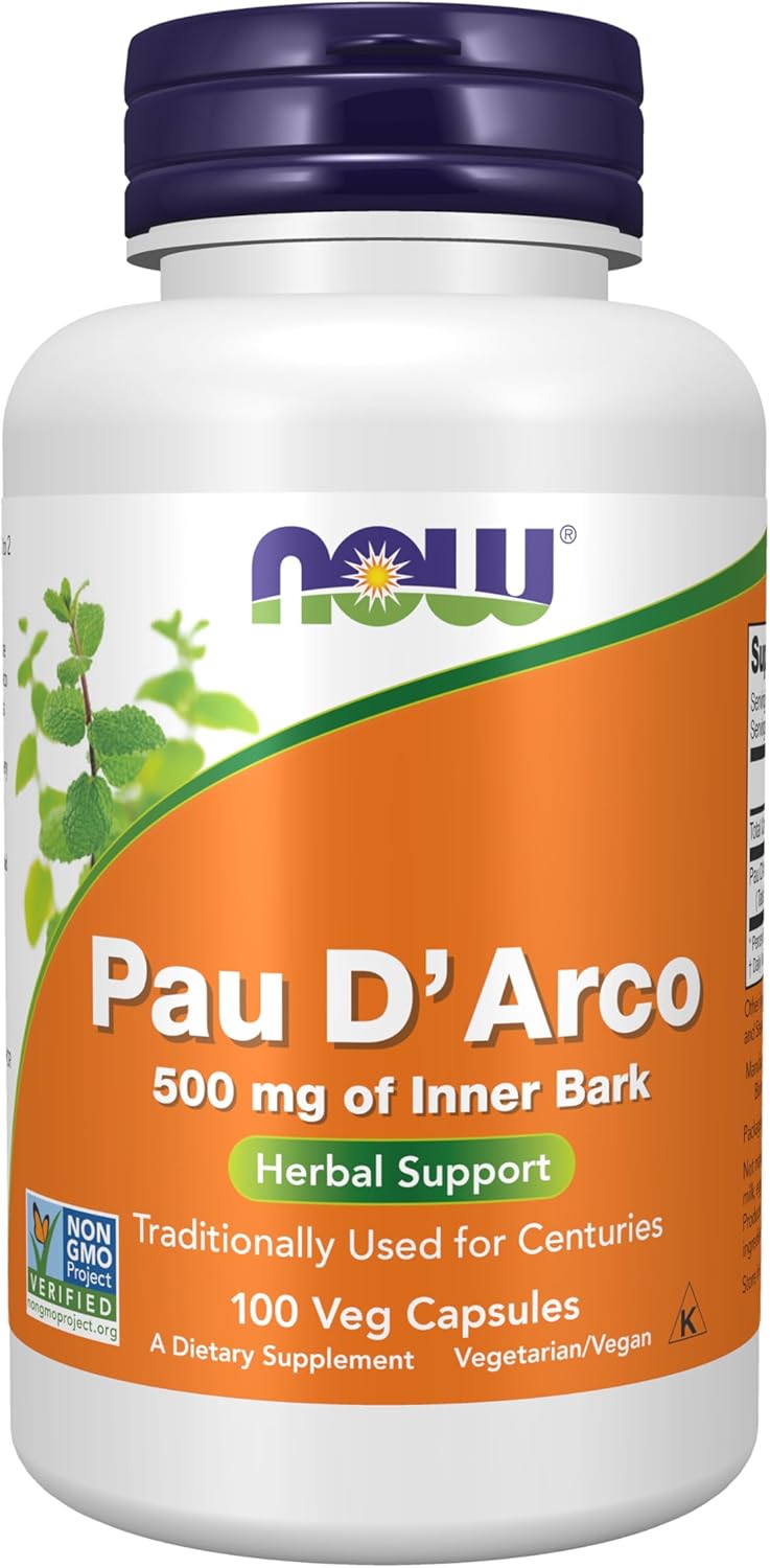 Product image of NOW Foods Supplements, Pau D'Arco (Tabebuia heptaphylla) 500 mg, Herbal Support, 100 Veg Capsules