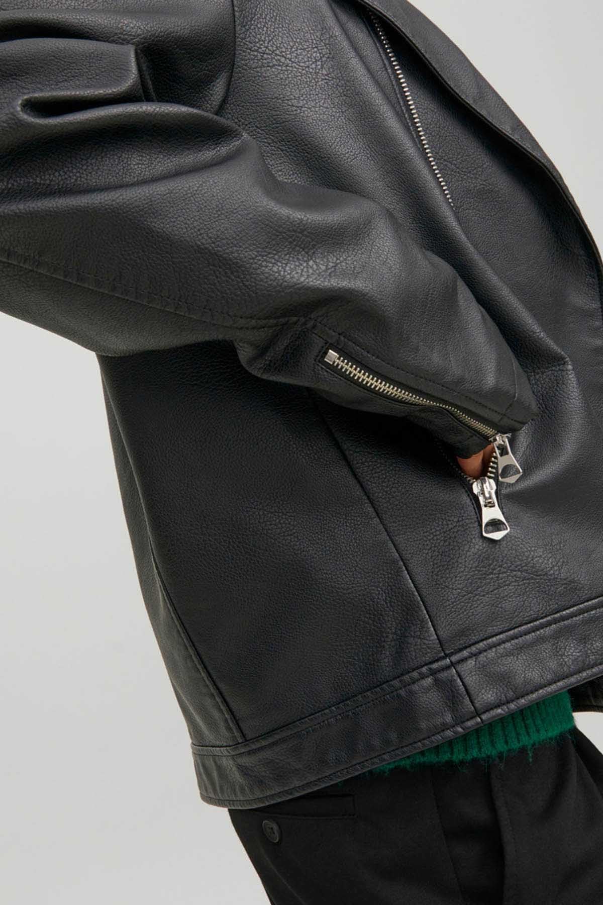 JACK & JONES Jorflores męska kurtka motocyklowa, czarny, L