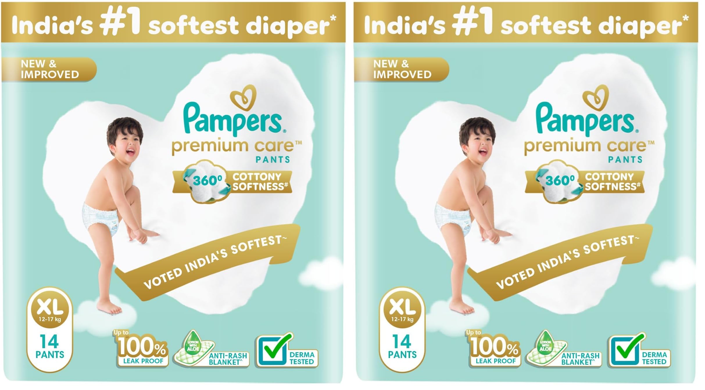 Pampers Premium Care Pant Style Baby Diapers XL 14 Count | No Marks Design | Voted India’s #1 Softest Diaper | All in 1 diaper with 360 Cottony Softness (Pack of 2)-picture-25