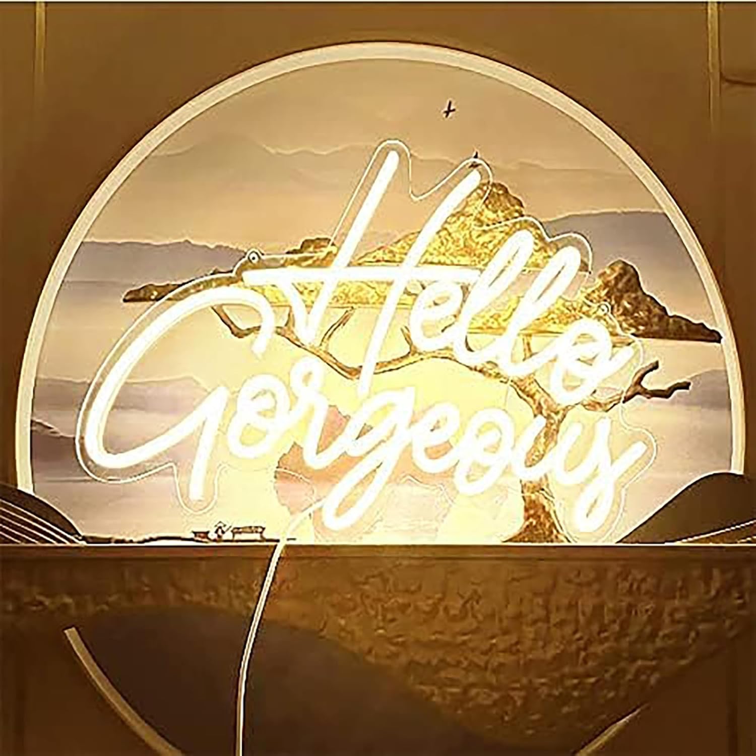 Hello Gorgeous LED Neon Sign Light Up Glow Signs USB Powered for Home Room Wall Birthday Party Wedding Decor Bar Backdrop, Hanging and Dimmable Switch - Image 3