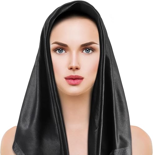 Miniatura 6 de SATINIOR Pañuelo sedoso para la cabeza de 35 pulgadas, 2 unidades, bufanda cuadrada grande para el cuello, pañuelo de satén para dormir para mujer