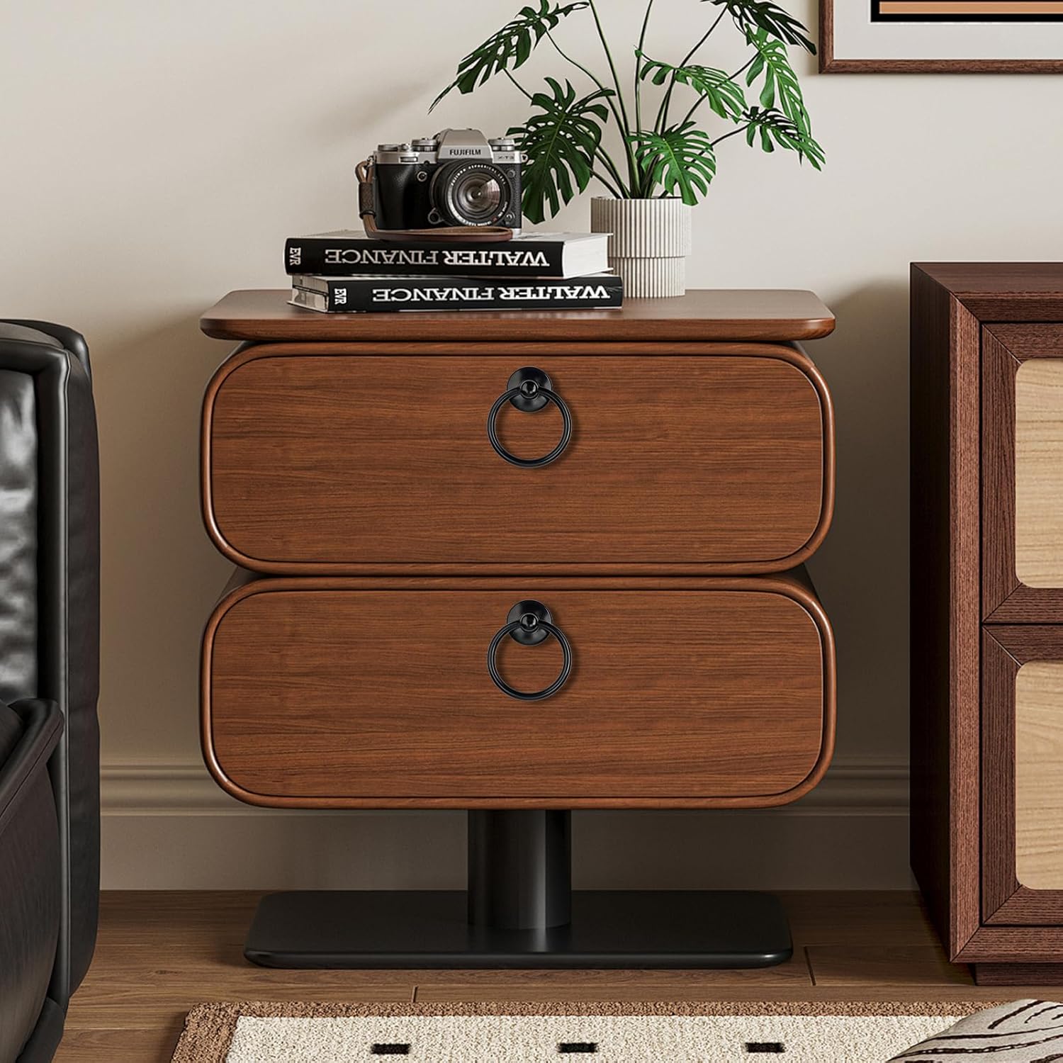 12PCS Vintage Drawer Handles, Retro Ring Drawer Knobs, Kitchen Cabinet Cupboard Door Ring Pull Handles, Antique Style Furniture Pull Handles (Black)