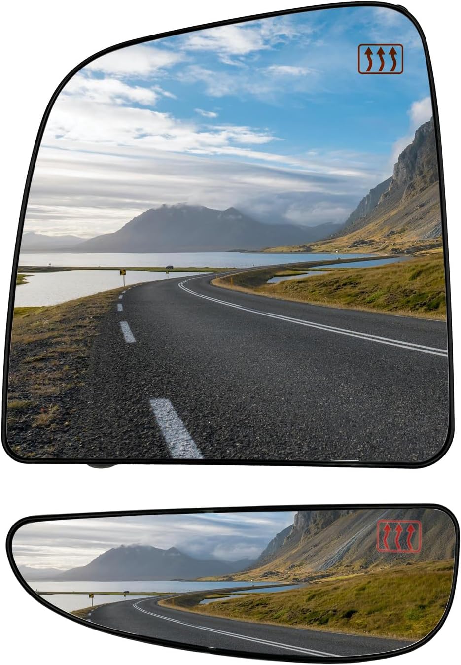 Passenger Right Side Upper and Lower Extension Long Arm Mirror Heated Convex Glass with Rear Holder for Ram ProMaster 1500 2500 3500 for 2010-2023