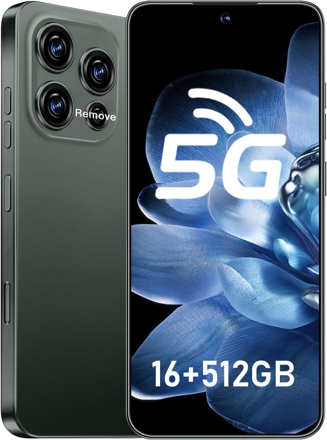 16PM 5G Phone,Smartphone Unlocked Cell Phone 16GB+512GB/6.99“ HD Screen Display/68MP+108MP Camera/7000 mAh, Dual SIM Card/Face Unlock/Fingerprint Button Unlock (Blue)