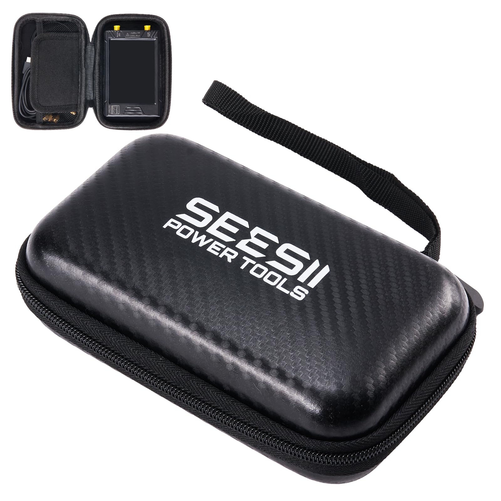 Seesii 4 Inch Protective Case for NanoVNA-H4 & TinySA Ultra: EVA Hard Shell Storage Pouch with Custom Foam for Antenna/Spectrum Analyzer, Waterproof
