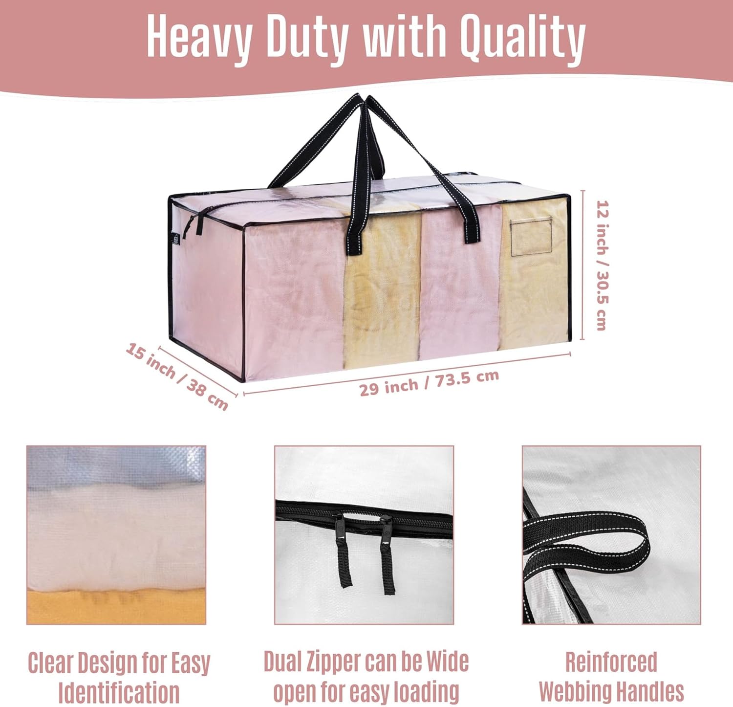 VENO Heavy Duty Moving Bags, Storage Bags, Easy Visibility, Clear, 8 Pack image 3